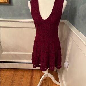Moon Collection Deep Red Lace Mini Dress